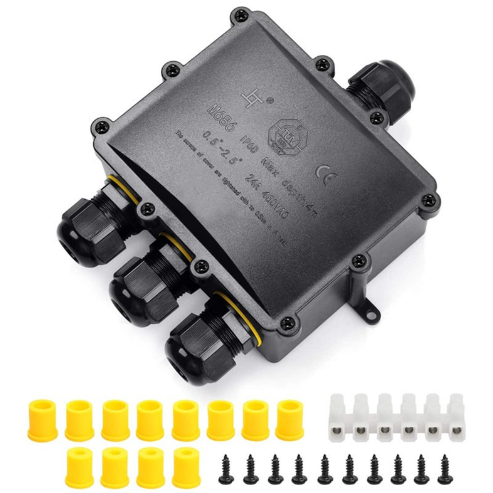 Outdoor Lighting Junction - 4 vías 1In3Out IP68 impermeable 4-14mm