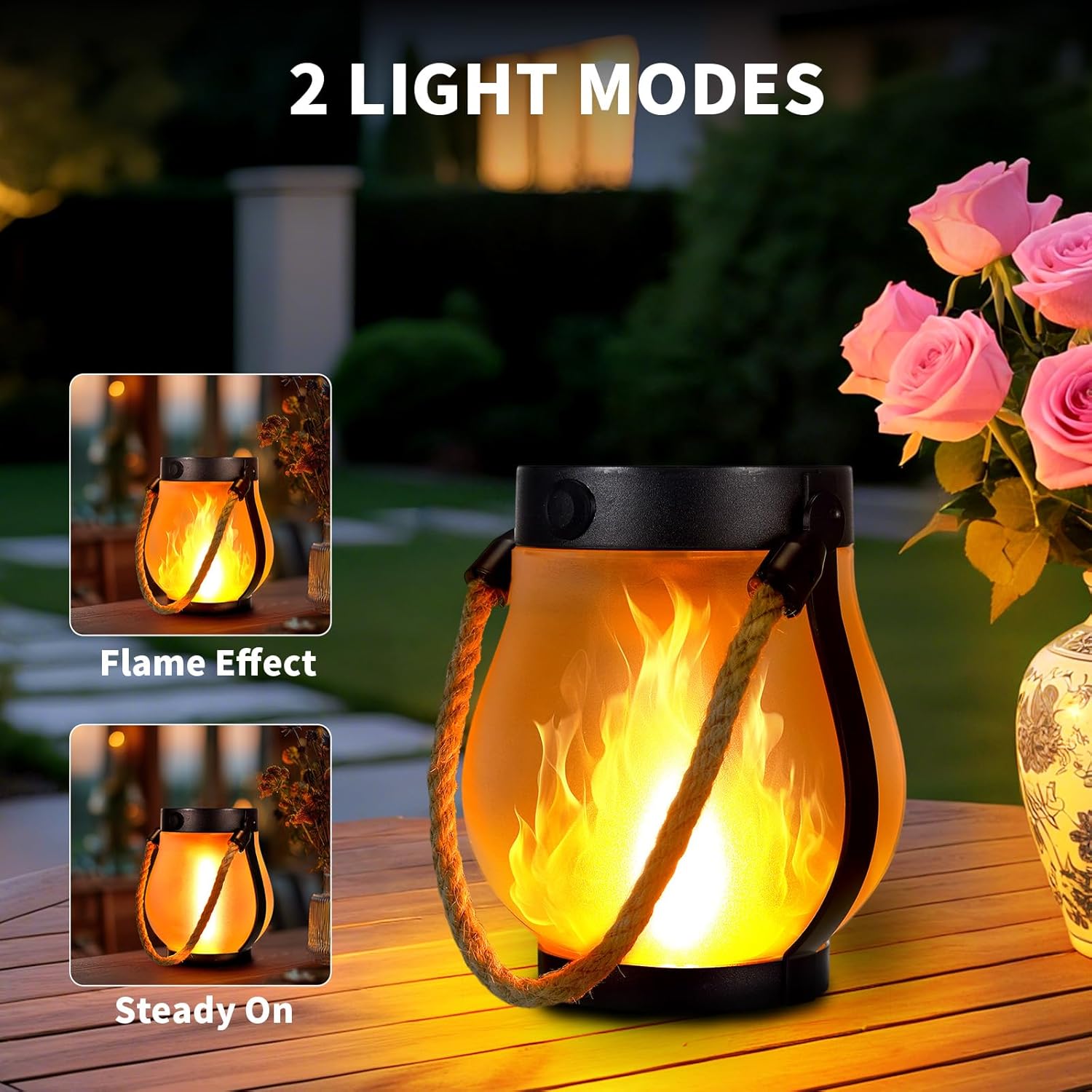 Paquete de 2 linternas de llam - Fire Torch Solar reseña y precio