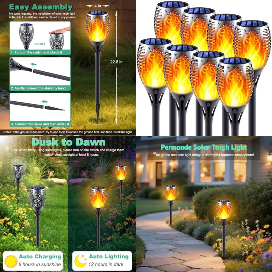 Luces Solares con Efecto de Ll - Fire Torch Solar reseña y precio