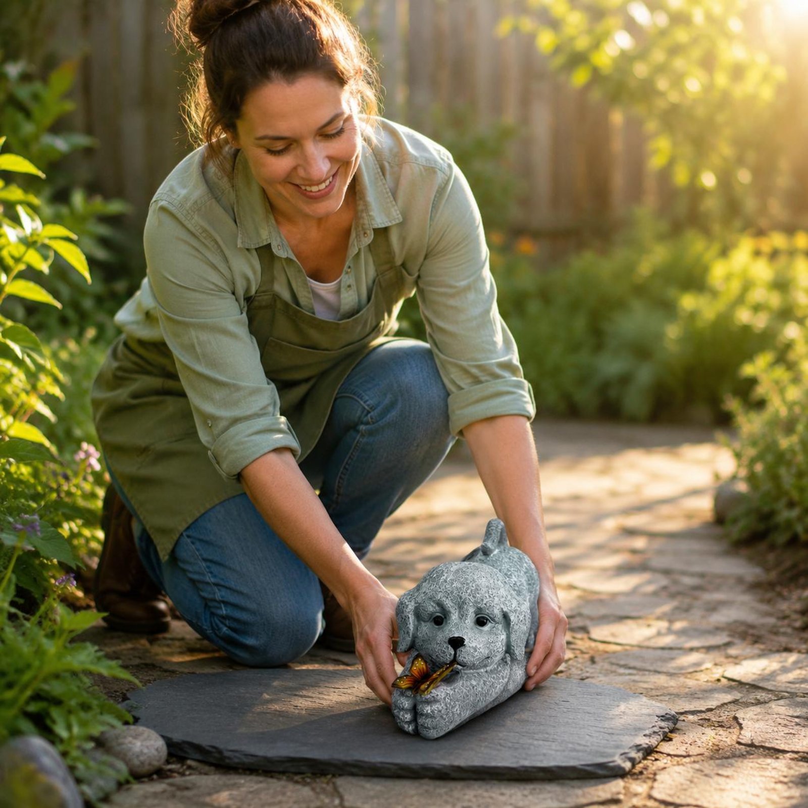 Estatua de perro solar, artesa - Outdoor Lighting Yard reseña y precio